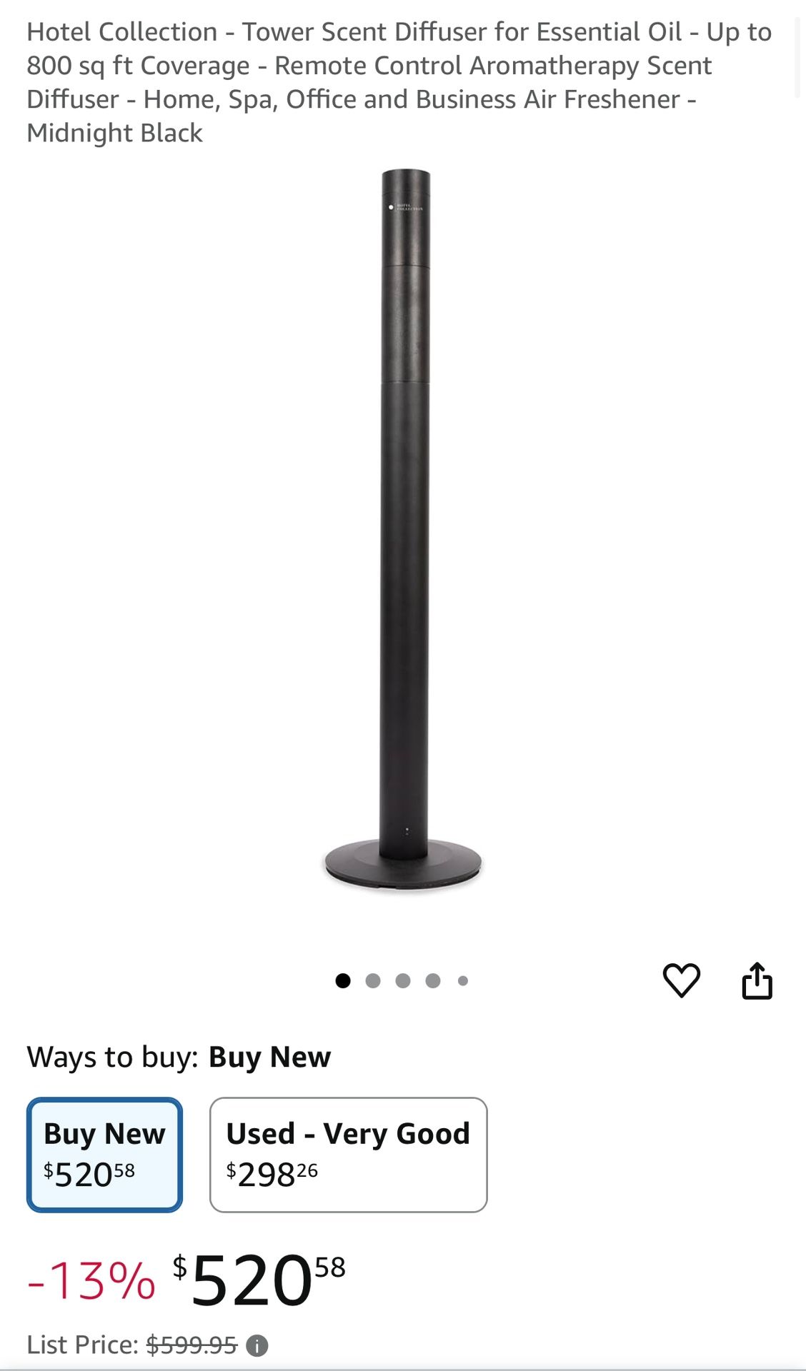 Hotel Collection - Tower Scent Diffuser for Essential Oil - Up to 800 sq ft Coverage - Remote Control Aromatherapy Scent Diffuser - Home, Spa, Office 