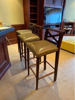 Leather and wood bar chairs