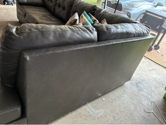 Dark Gray Faux Leather Sectional Sofa