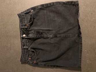 Topshop Black size 10 Washed Denim Mini Skirt