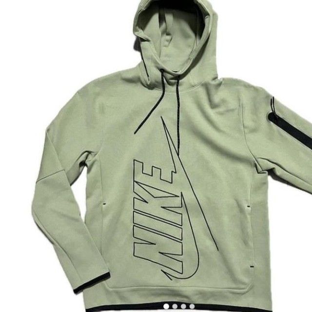 Nike Tech Fleece Men's Pullover Graphic Hoodie  regular, Standard, Oil Green