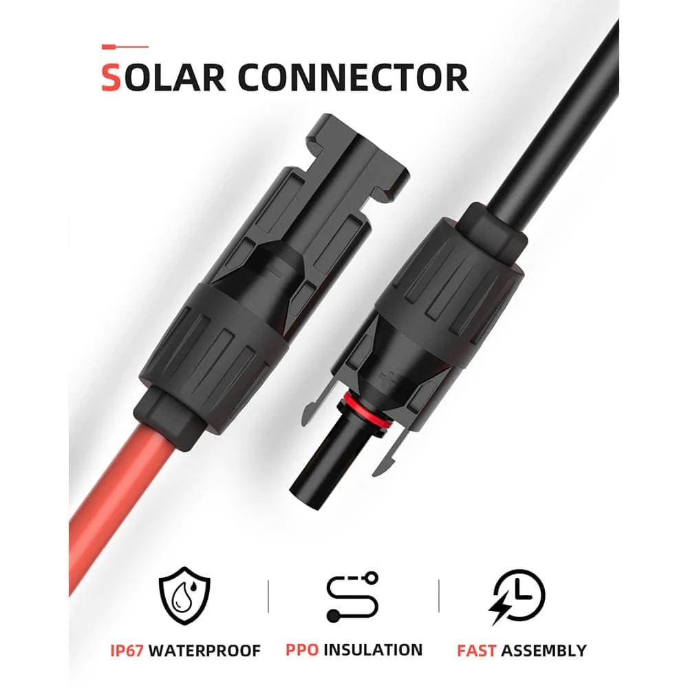 Solar Extension Cable (6FT Red+ 6FT Black)