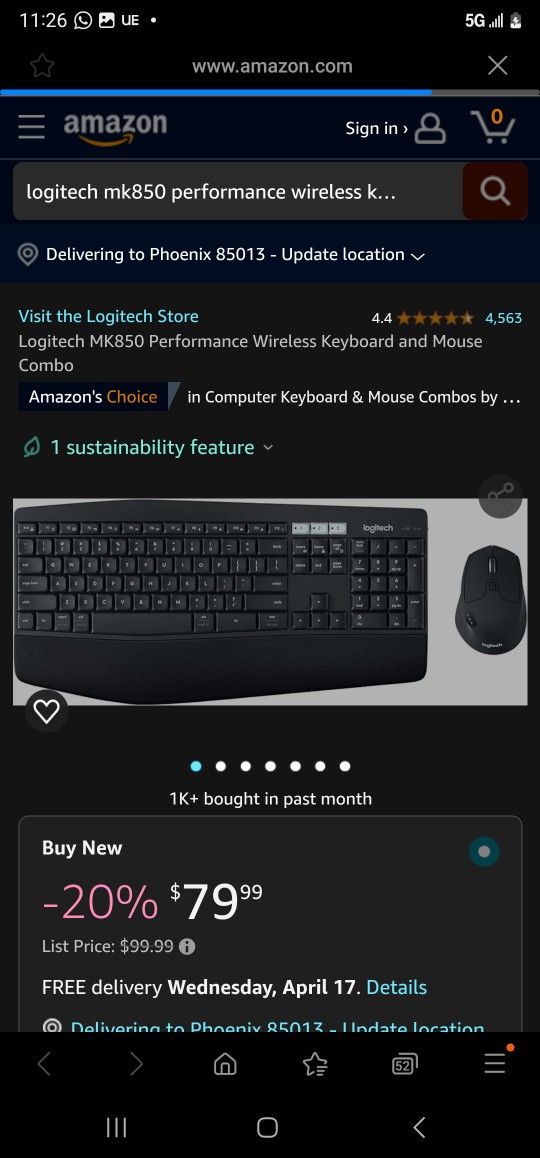 Logitech MK850 Performance Wireless Keyboard and Mouse Combo

