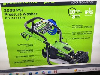 GREENWORKS 3000-PSI 2.0-GPM COLD WATER ELECTRIC PRESSURE WASHER WITH 5 SPRAY TIPS