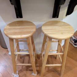 4 Brand New Brown Natural Wood Kitchen Counter Bar Stools