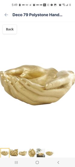 Deco 79 Polystone Hands Decorative Sculpture Open Home Decor Statue, Accent Figurine 15" x 16" x 7", Gold
