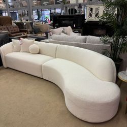 Redondo Ivory Boucle 2pc Curved Sectional Sofa