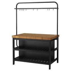 IKEA Kitchen Island With Hanging Rack & Matching Stools