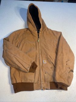 Carhartt Mens Brown Firm Duck Insulated Flannel-Lined Jacket 0J0140 Medium USA