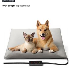 Toozey Large Heated Pet Mat 35x24 in - Waterproof, Chew Resistant, 6 Temp Settings with Timer, Indoor Use for Dogs and Cats