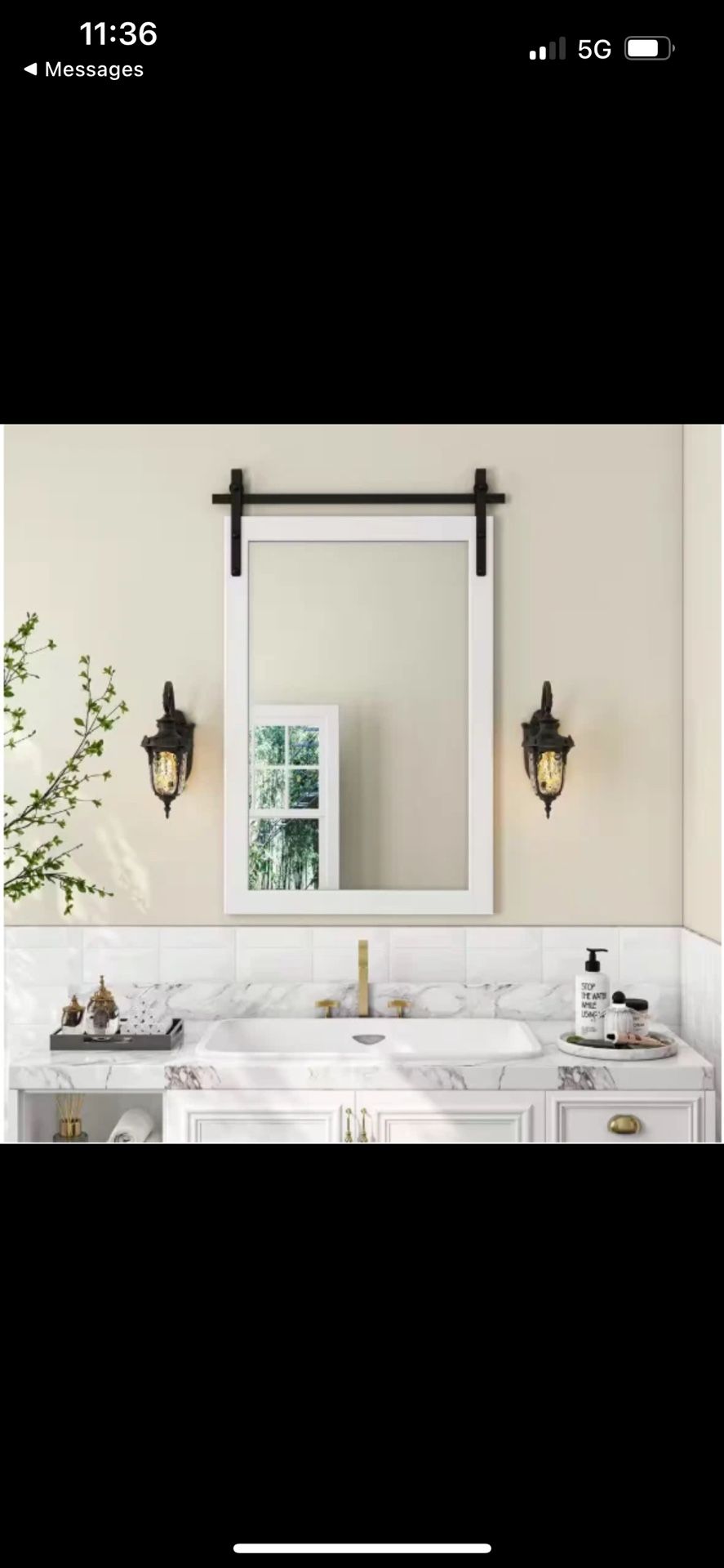 Farmhouse 24" W x 36" H Rectangle Framed Wall Bathroom Vanity Mirror in White