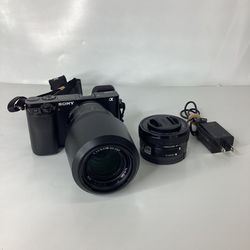 Sony A6000 Mirrorless Camera w/55-210 & 16-50 Lenses & 1 Battery w/Charger