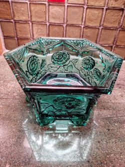 Vintage Jersey Glass Hexagon Dish