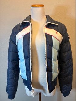 Abercrombie & Fitch Ski Wear / Women’s Large Dark Blue and Light Blue Down Jacket (85% Down)