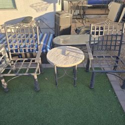 $500 BIG ARIZONA IRON CLUB CHAIRS WITH SUNBRELLA CUSHIONS AND TABLE 