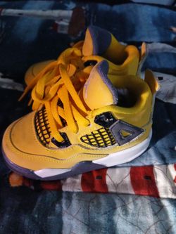 Air Jordan retro 4 lakers Toddler Sneakers Yellow Purple