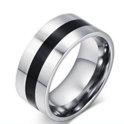Black And Silver Stainless Steel Unisex Ring