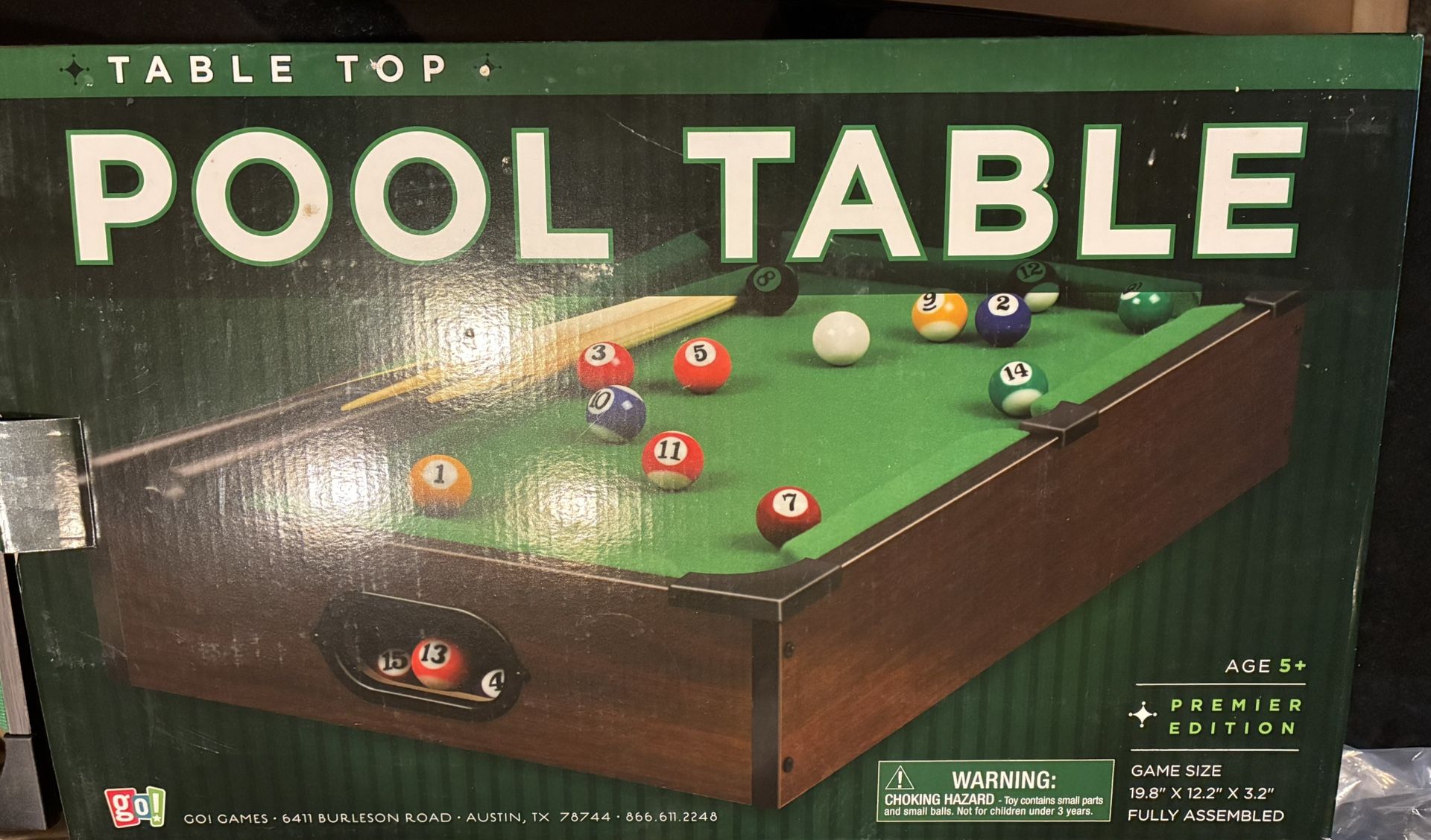 12x20x3 Table Top Pool Table