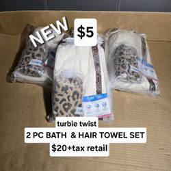 New Turbie Twist 2 PC Bath & Hair Towel Set $20 +tax Retail 
