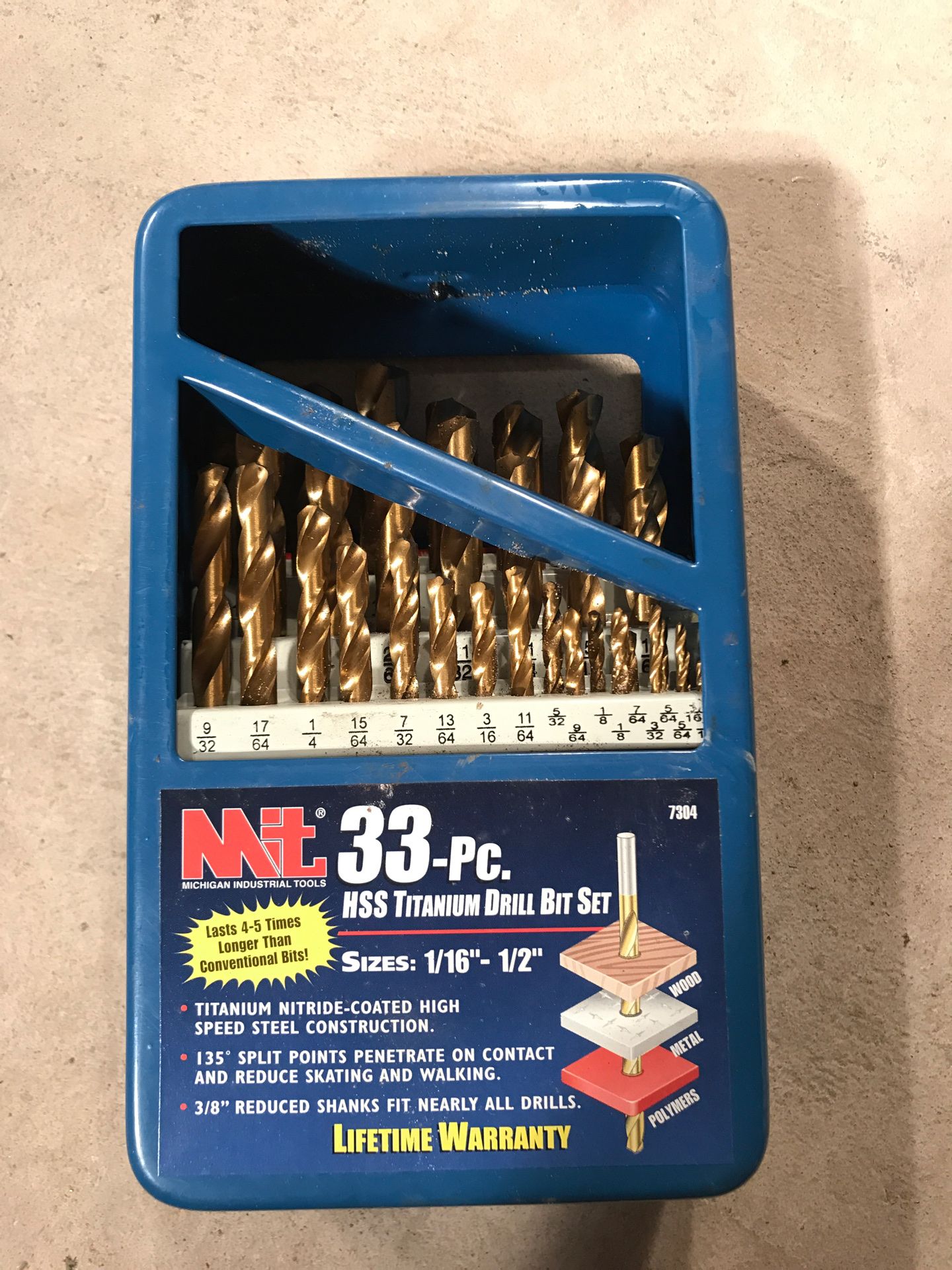 MIT NEW 33 Piece HSS titanium drill bit set