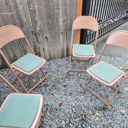 Set of 4 Vintage '40s metal folding chairs school assembly portable 

These are unique cool antique vintage style metal '40s chairs