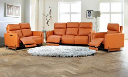 New 3 piece genuine leather recliner couch set / free delivery