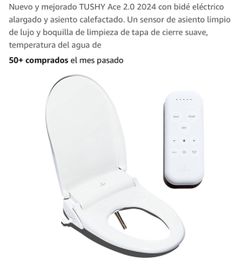 TUSHY Ace 2.0 Elongated Electric Bidet & Heated Seat. A Luxury Clean, Seat Sensor & Soft Close Lid, Remote Control Water Temp, Pressure Control, & Air