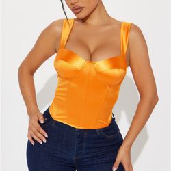 Orange Satin Top