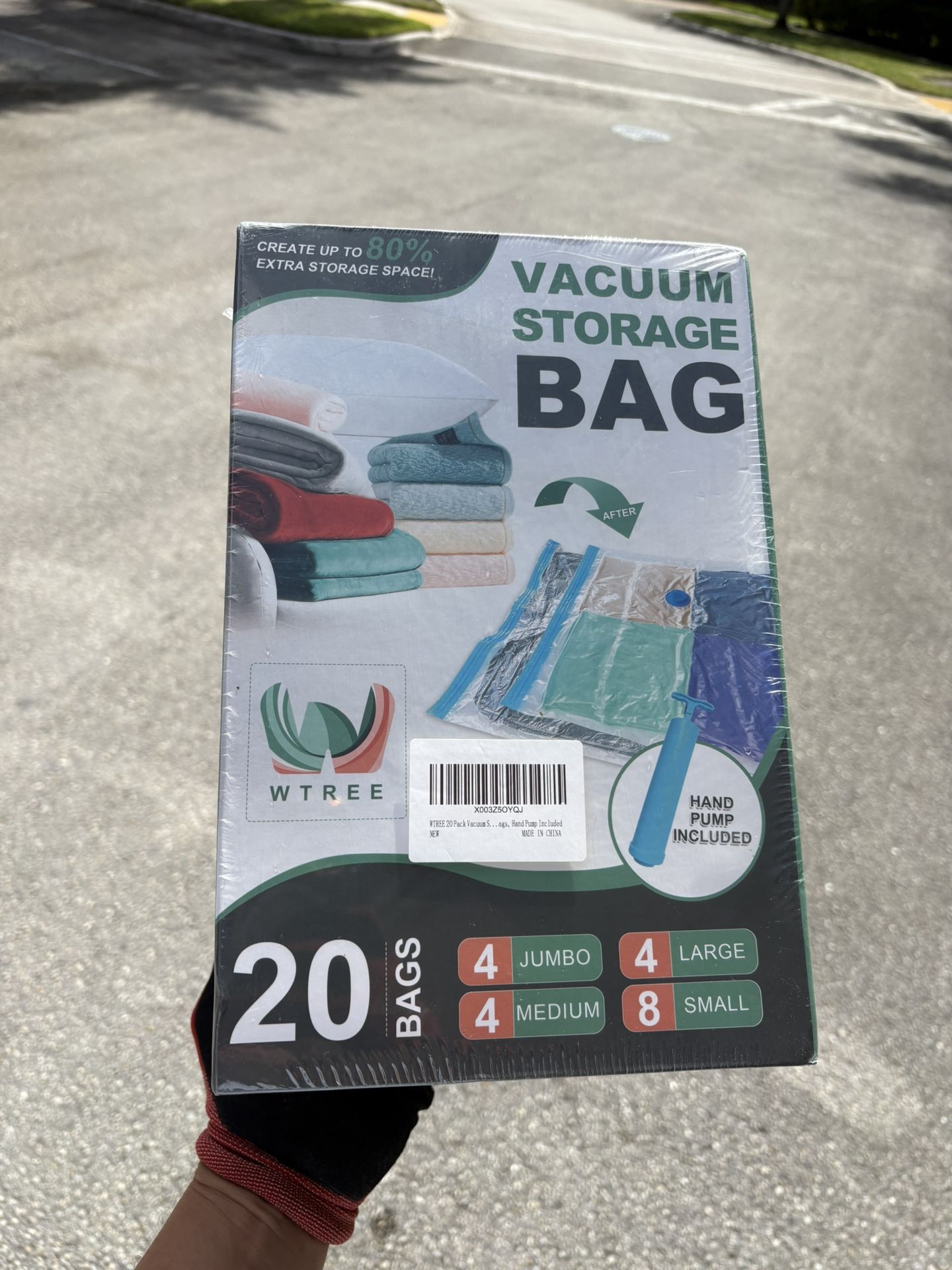 WTREE 20-Pack Vacuum Storage Bags – Space Saver Bags with Hand Pump for Clothes, Blankets, Comforters – 4 Sizes