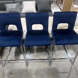 Set of 3 Counter Height Bar Stools 26", Modern PU Leather Armless Barstools with Hollow Back