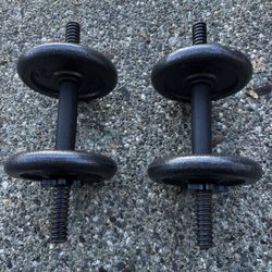 2 Dumbbells. 1” Bars. 4x 5 Lb Plates. 