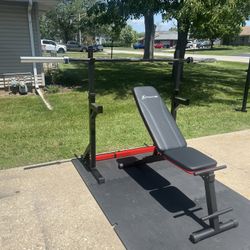 Olympic Rack With Bench And Olympic Barbell 