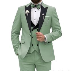 Wangyue Men's Tuxedo Suit 3 Piece Slim Fit Suit for Men Tuxedo for Men Wedding Party Dinner Prom Size XXL