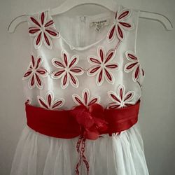 Red & White Girls Dress - Size 8/9  