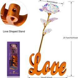 Best Gifts for girlfriend, mom, friend, teachers, and stocking stuffers Rainbow Rose Artificial Flower  Love Stand