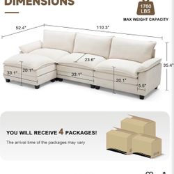 Modular Cream Sectional Couch, Cream, Amazon