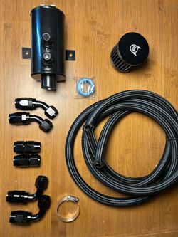 EVIL ENERGY 10FT 8AN 1/2'' Nylon Braided CPE Fuel Line Fitting Kit Bundle with 10AN Baffled Oil Catch Can 750ml