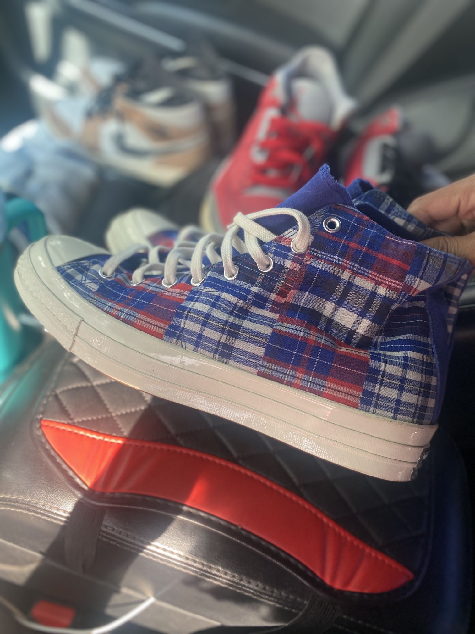 Plaid Converse hi top