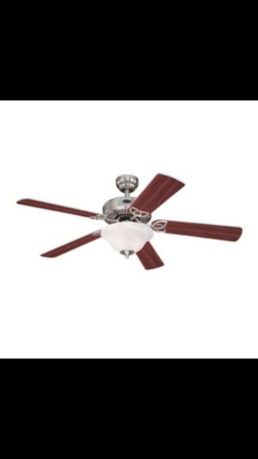 Progress Lighting P2501-09 Brush Nickel Ceiling Fan + P2612-09 Light Fixture