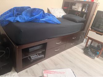 Twin bed frame with drawers