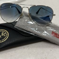 Ray Ban Aviator Blue ombré sunglasses Silver frame With case
