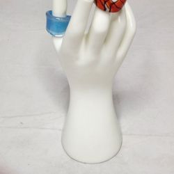2 Beautiful Hand-Blown Art Glass Rings. Both Size 8