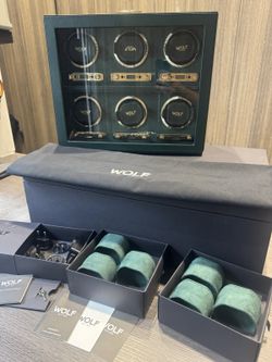 WOLF British Racing 6 Piece Watch Winder in Green, 792441