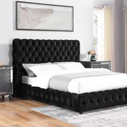 Queen Size Bed Frame / Mattress Included.      🔥    Cama Queen Size  / Colchon Incluido  / Color Negra 