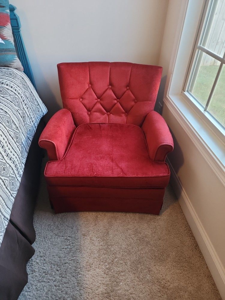 Vintage Tufted Red Armchair