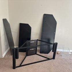 Black Glass Corner TV Stand