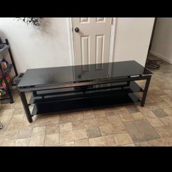 3 Tier Glass Black Tv Stand 