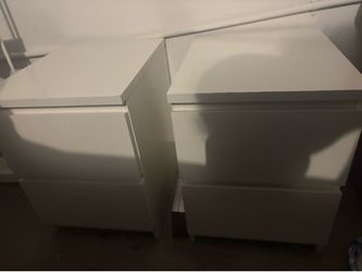 2 white 2 drawer side tables