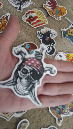 SET of 24 SKULL SKELETON STICKERS