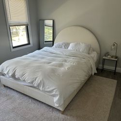 Cream Queen Boucle Bed frame 